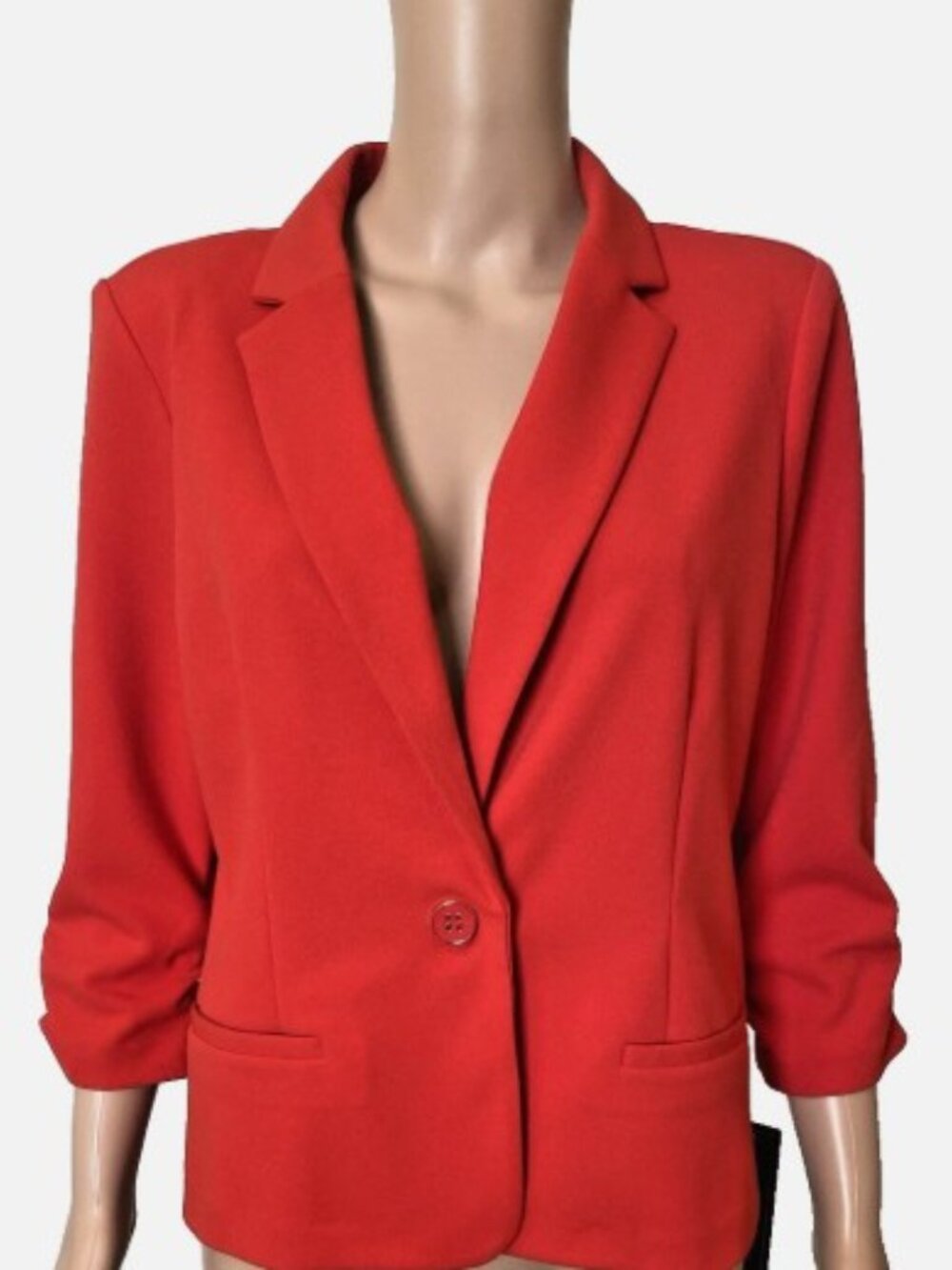 NWT NYCC Red Blazer Jacket 3/4 Ruched Sleeves Blazer Jacket Medium